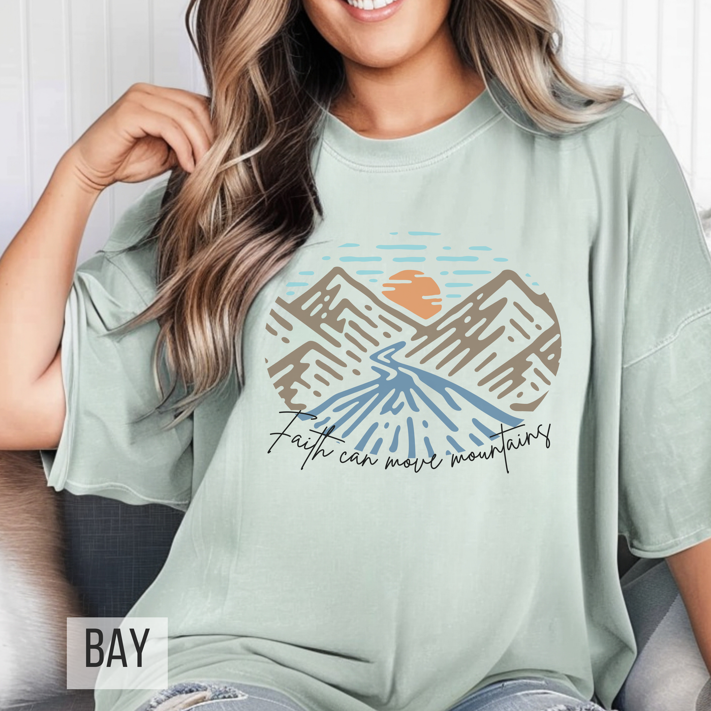 Uplifting Scripture "Faith Can Move Mountains" Custom Design Comfort Colors Tee