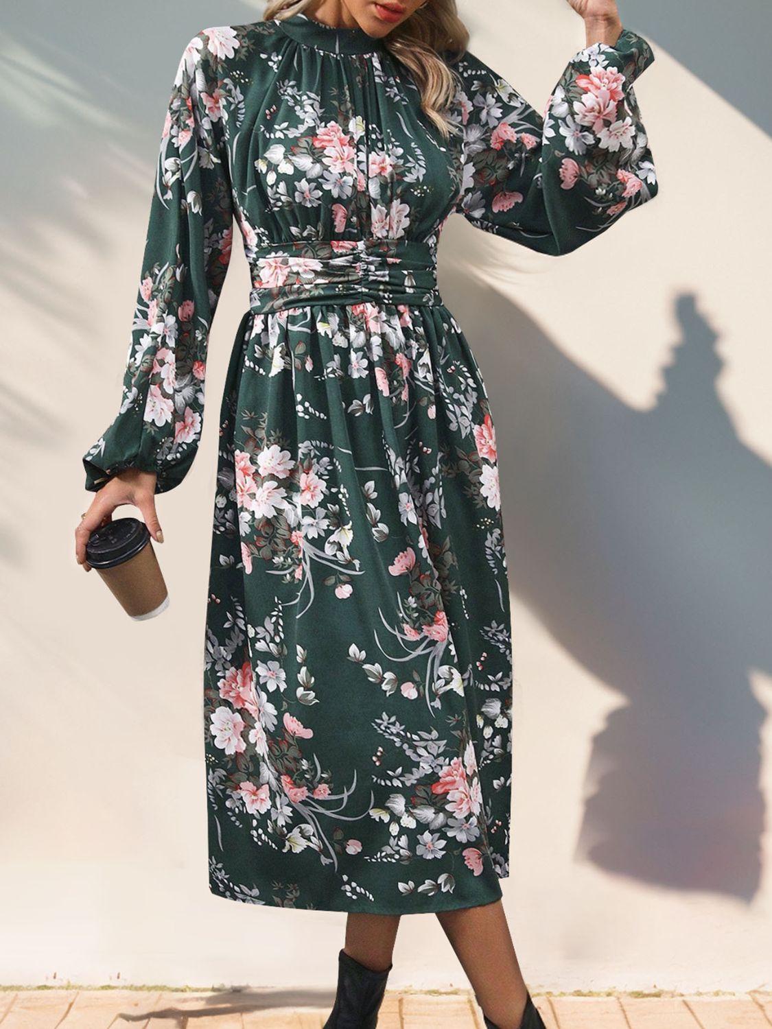 wild bloom midi dress Solid Ruffle V Neck Midi Length Woven Dress The Wild Bloom