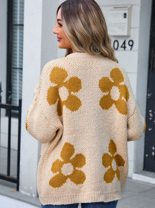 Trendy floral fall sweater for a stylish seasonal look.