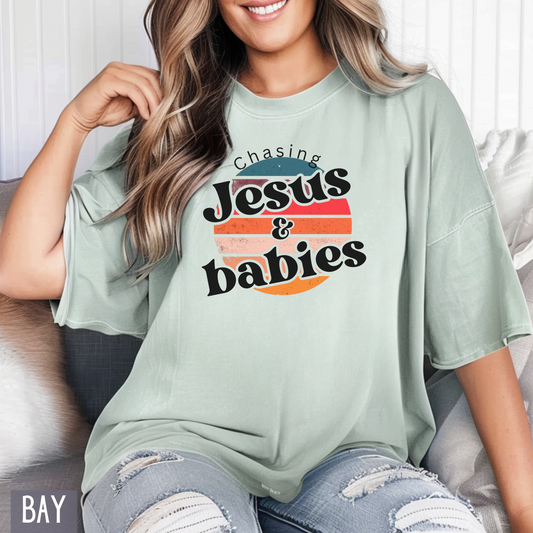 Vintage "Chasing Jesus & Babies" Custom Design Comfort Colors Tee