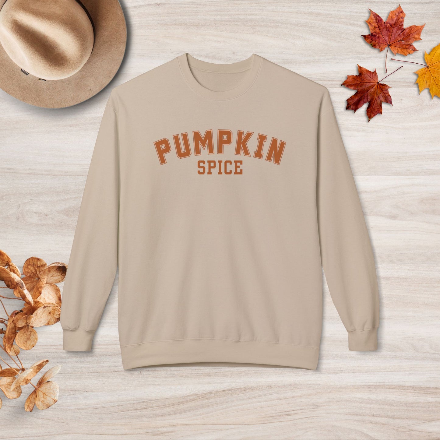 Retro Varsity Pumpkin Spice Fall Crewneck Sweatshirt