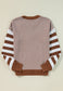 Striped Round Neck Dropped Shoulder Sweater