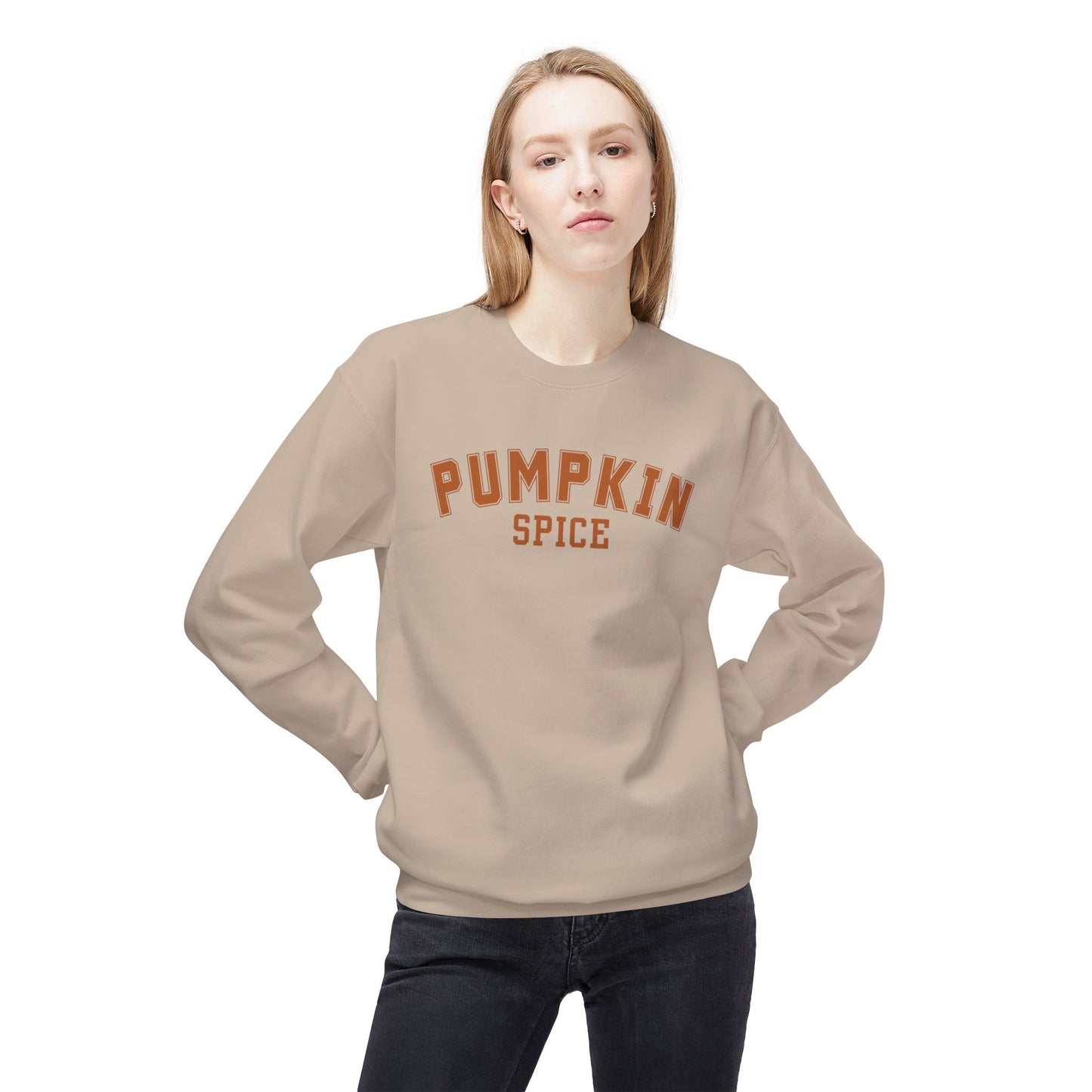 Retro Varsity Pumpkin Spice Fall Crewneck Sweatshirt