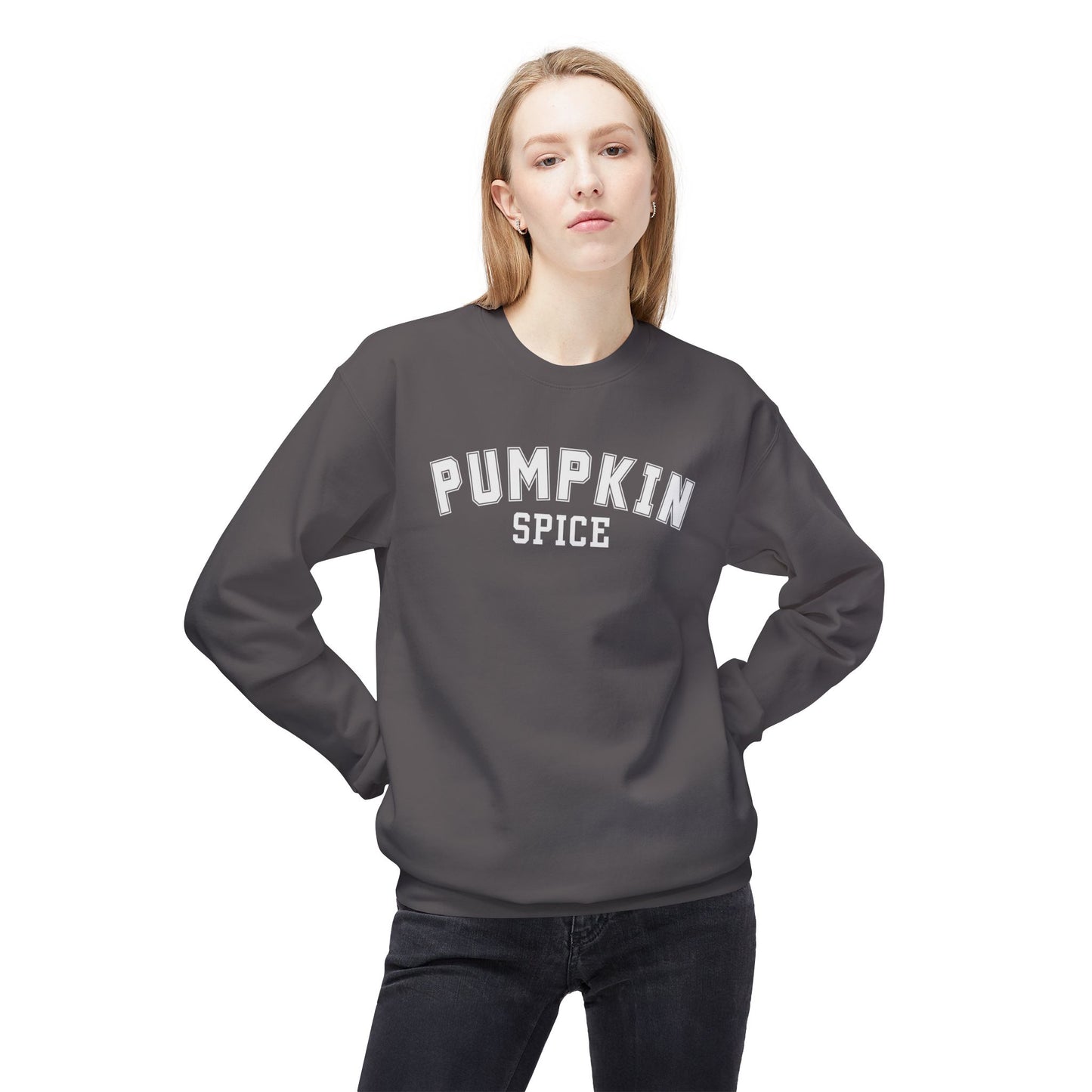 Retro Varsity Pumpkin Spice Fall Crewneck Sweatshirt