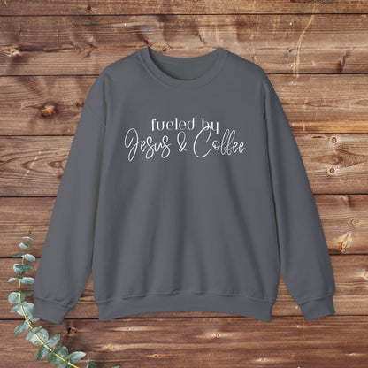 Fueled by Jesus & Coffee Sweatshirt | Unisex Heavy Blend™ Crewneck