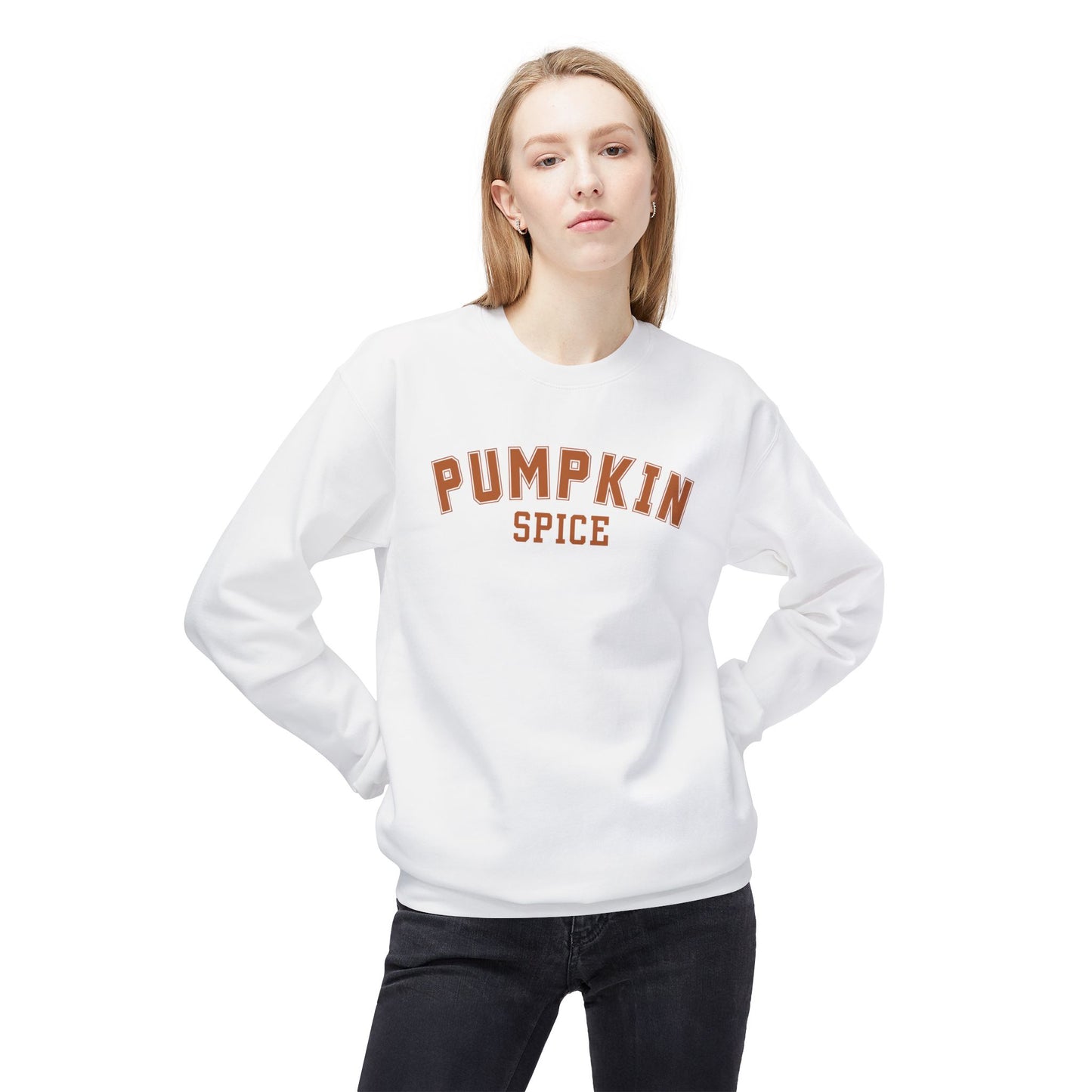 Retro Varsity Pumpkin Spice Fall Crewneck Sweatshirt