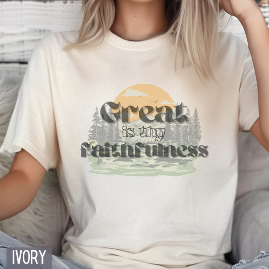 Vintage Retro Great is Thy Faithfulness Custom Design T-shirt