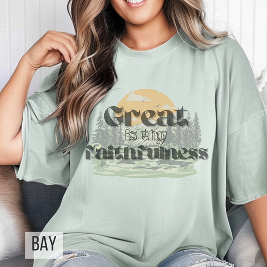 Vintage Retro Great is Thy Faithfulness Custom Design T-shirt