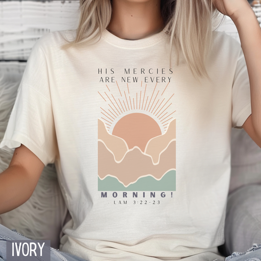 Vintage Trendy Christian His Mercies are New Every Morning Comfort Colors Tee