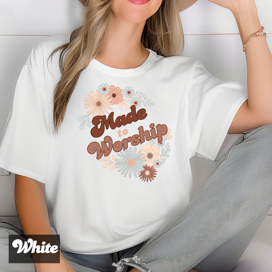 Vintage Trendy Christian Made to Worship T-shirt