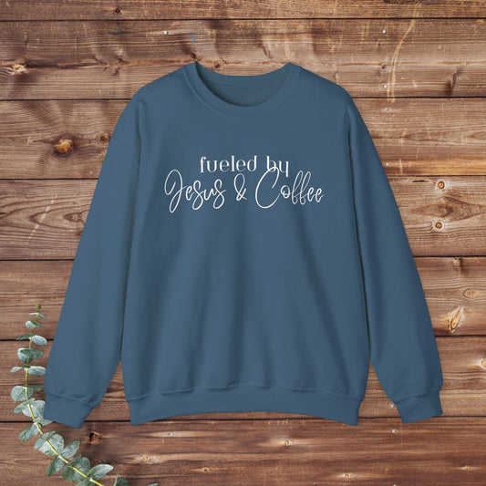 Fueled by Jesus & Coffee Sweatshirt | Unisex Heavy Blend™ Crewneck