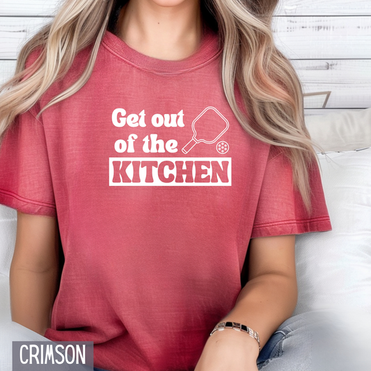 Retro Pickleball Get Out of the Kitchen Custom Design T-shirt
