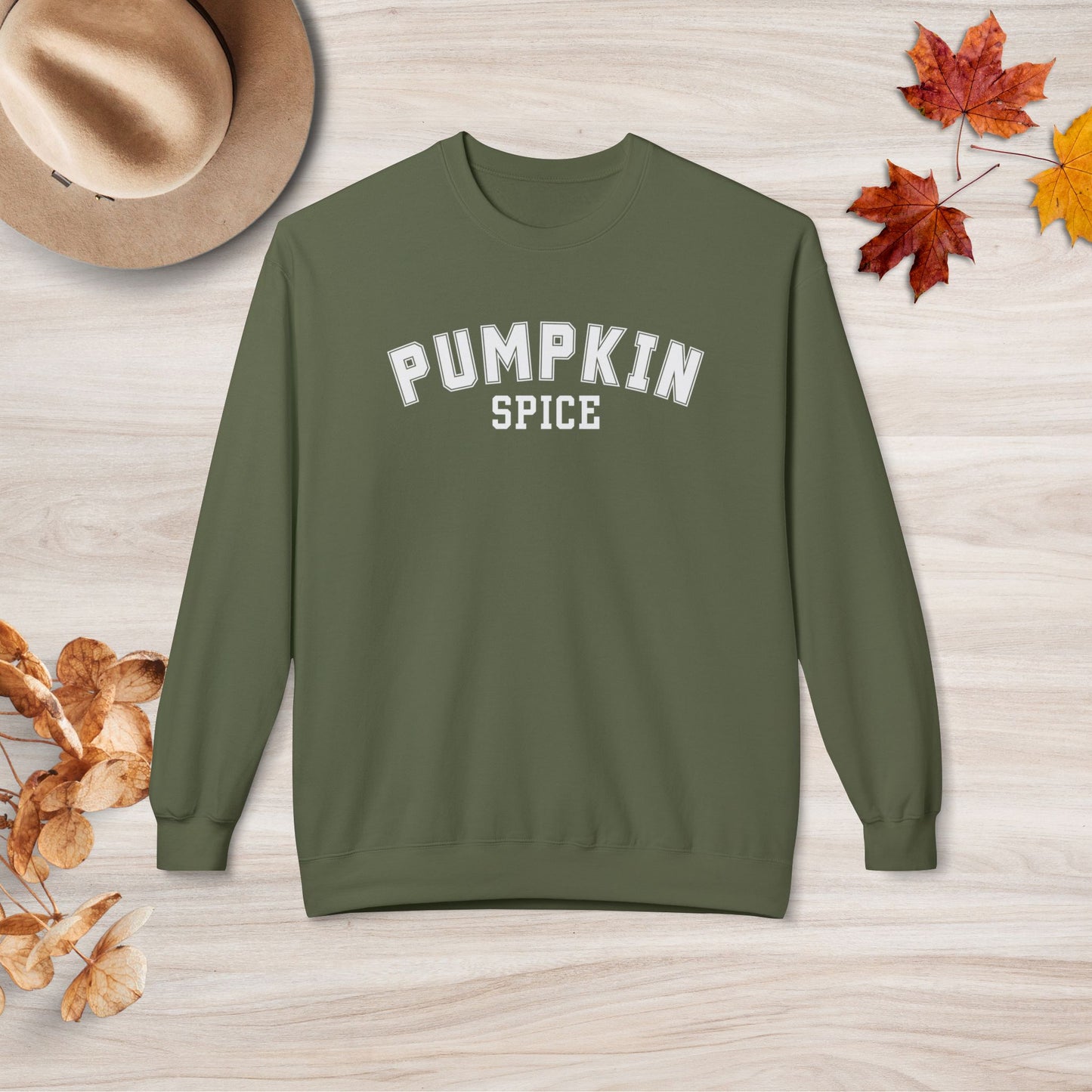 Retro Varsity Pumpkin Spice Fall Crewneck Sweatshirt