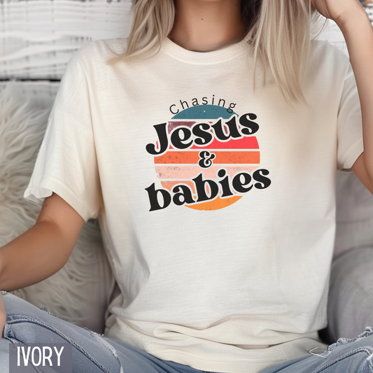 Vintage "Chasing Jesus & Babies" Custom Design Comfort Colors Tee