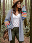Striped Open Front Long Sleeve Cardigan