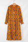 Frill Printed Tie Neck Long Sleeve Dress