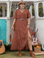 Tie Neck Flutter Sleeve Midi Dress
