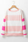 Contrast Color Block Round Neck Long Sleeve Top