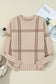 Plaid Round Neck Dropped Shoulder Sweater