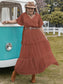 Tie Neck Flutter Sleeve Midi Dress